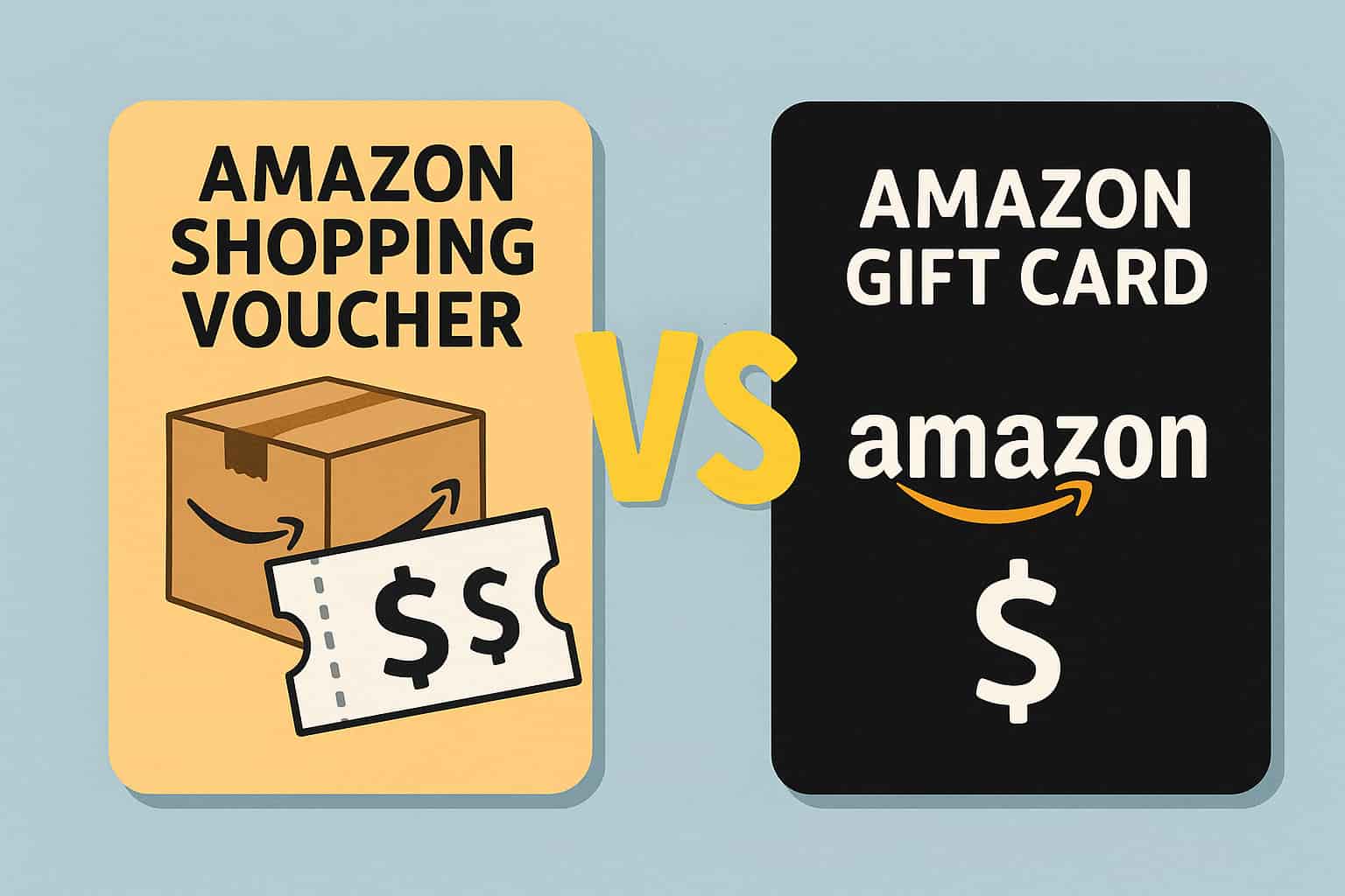Comparison chart showing the differences between Amazon Shopping Vouchers and Gift Cards