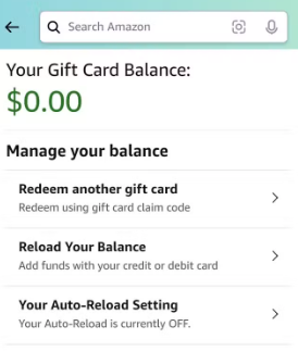 Check the displayed balance of your Amazon gift card Your current Amazon gift card balance will be displayed clearly on the screen