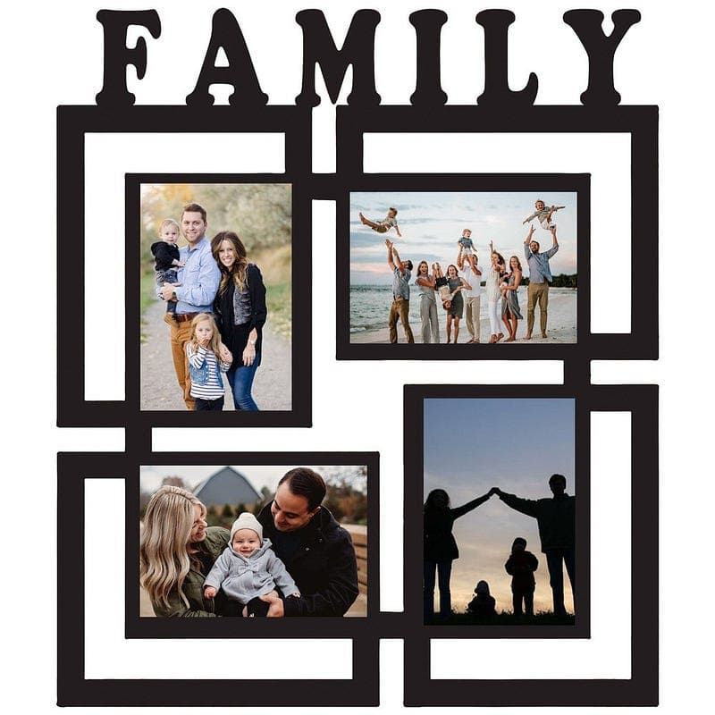 Hidden note taped behind family photo in frame Family photo frame with a taped secret message behind it