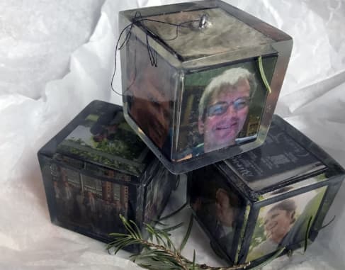 Personalized Photo Cube with Hidden Card Slo Creative photo cube with a secret card slot for messages