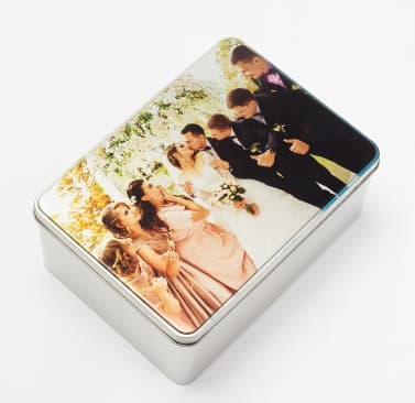 Engraved Personalized Metal Tin Durable metal tin customized with engraving for storing keepsakes or gifts