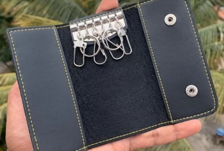 Engraved Personalized Leather Keychain Holder Custom leather keychain holder engraved with initials for a unique and thoughtful gift