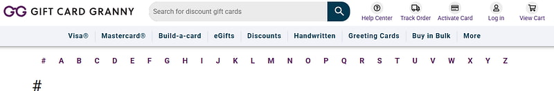 Alphabetical navigation menu with the letter “D” selected