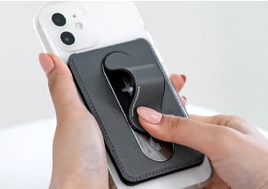 Hidden message inside phone grip wallet Phone grip wallet with a secret hidden note inside