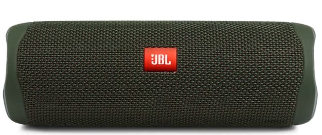 JBL Flip 5 portable waterproof Bluetooth speaker for outdoor music experiences.
