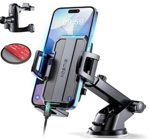 SUUSON Car Phone Mount – Secure and Adjustable Holder for Safe Driving. SUUSON upgraded adjustable car phone holder mount for dashboard and windshield.
