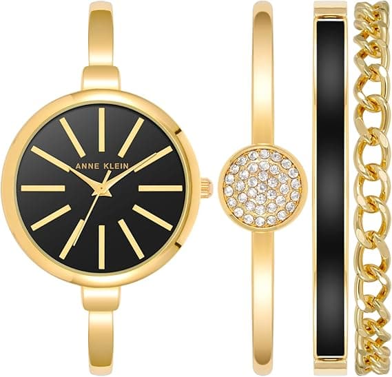Anne Klein Watch and Bracelet Set - Timeless elegance for mom Anne Klein elegant bangle watch and bracelet set for a stylish Mother's Day gift Using Amazon Gift Card