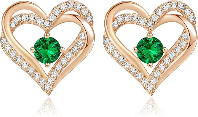 Elegant CDE heart-shaped stud earrings symbolizing forever love. CDE Forever Love Heart Stud Earrings