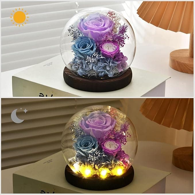 Giftguru Flower Dome Glass - Everlasting floral gift for moms Giftguru Flower Dome Glass with preserved flowers inside a decorative glass dome Using Amazon Gift Card