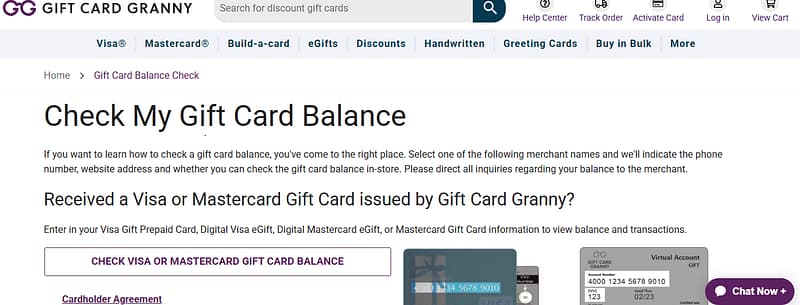 Go to the Balance check page.