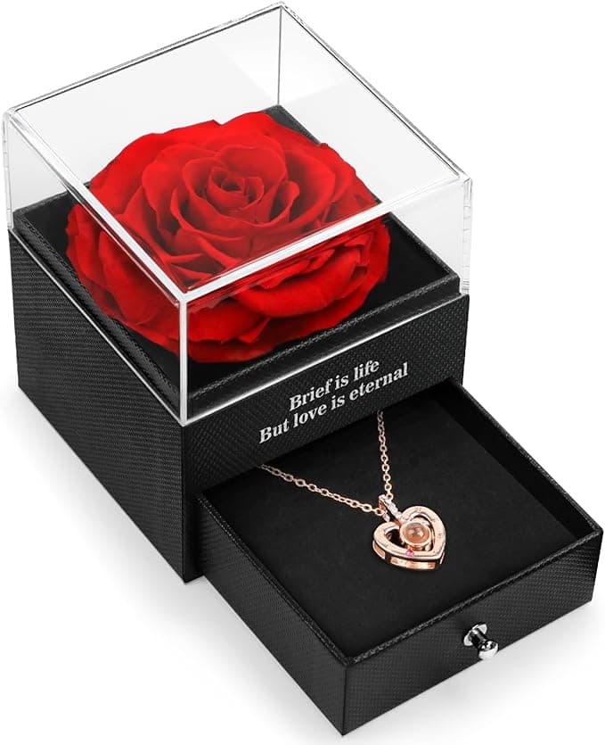 Hegud Preserved Rose - Timeless Mother's Day floral keepsake Hegud Preserved Real Rose in a glass display, symbolizing eternal love Using Amazon Gift Card
