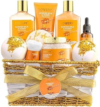 Lovery Deluxe Spa Gift Set – Indulgent Almond Milk & Honey Care Lovery deluxe 10-piece spa gift set with almond milk & honey
