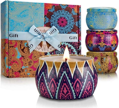 Relax with this 4-pack of scented aromatherapy candles, ideal for gifting or personal use. Scented Aromatherapy Candles Gift Set 4-In-One Pack