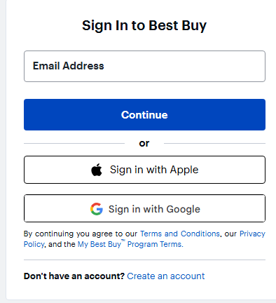 Log in or Create a Best Buy Account to Proceed User logging into their Best Buy account or creating a new one on the website