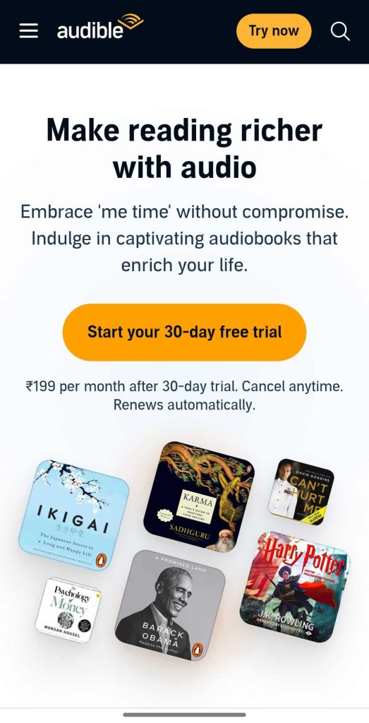 Access the Audible App or Website Open the Audible official website or mobile app on your device