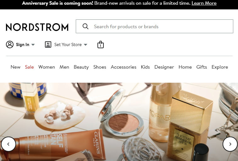Access the official Nordstrom platform to start redemption. User opening the official Nordstrom website on a desktop browser.