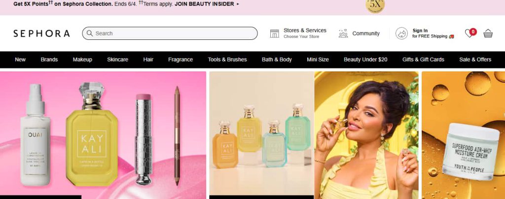 Visit the official Sephora website to begin your gift card redemption Open the official Sephora website homepage on a desktop screen