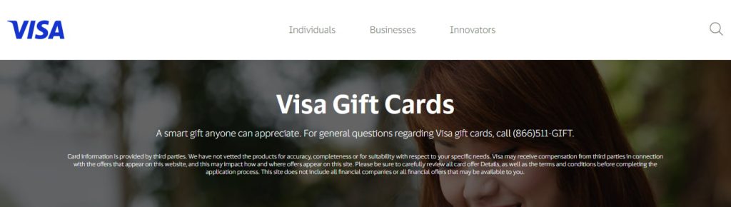 Open the Official Visa Platform to Begin Gift Card Redemption User accessing the official Visa website homepage on a laptop screen.