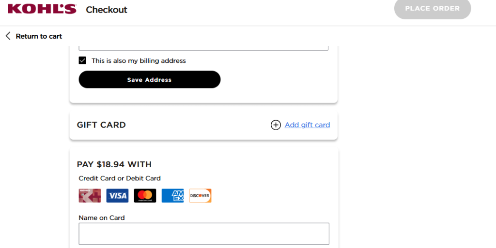 Image showing a user navigating to the Gift Card Redemption section on the official Kohl’s website or app menu. Image showing a user navigating to the Gift Card Redemption section on the official Kohl’s website or app menu.
