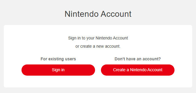 Login or sign-up screen on Nintendo eShop for gift card use. Login or sign-up screen on Nintendo eShop for gift card use.