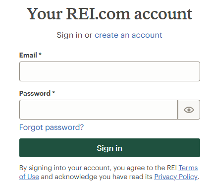 Sign in using your REI Account credentials Sign in using your REI Account credentials