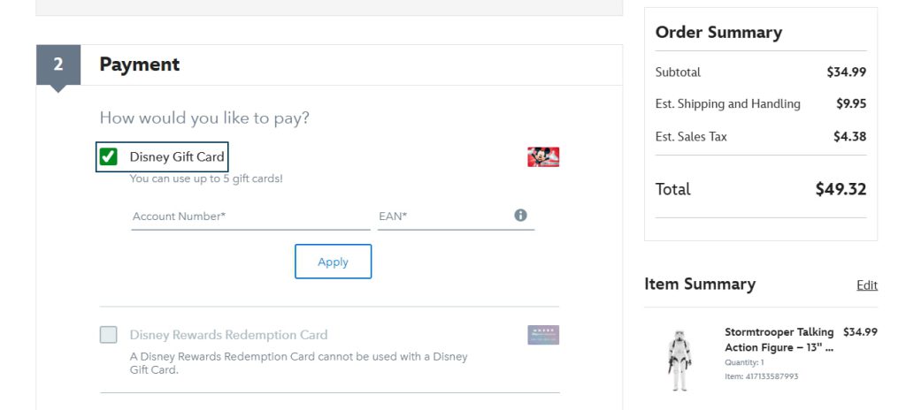 Navigating to the gift card redemption section on the platform interface