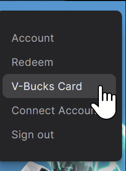 User navigating to the Gift Card Redemption section on the V-Bucks website dashboard User navigating to the Gift Card Redemption section on the V-Bucks website dashboard