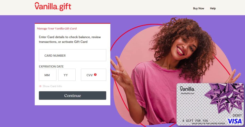User navigating to the gift card redemption section on a website or app.

