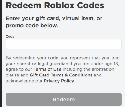 Locate the Gift Card Redemption Section Find the gift card redemption page in your Roblox account dashboard