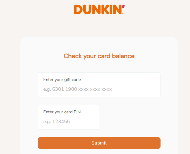User checking and managing their Dunkin' Donuts gift card balance within the app wallet or account settings section.

