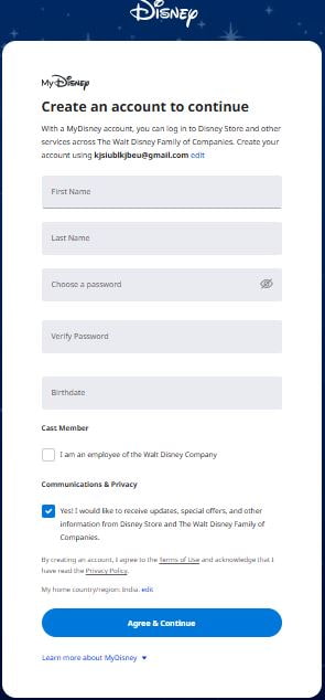 Sign up to create a new Disney Store account with your email or phone number Sign up to create a new Disney Store account with your email or phone number