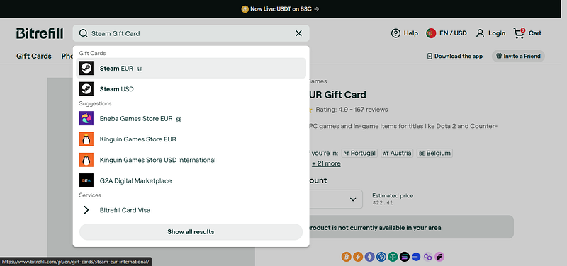 A user typing “Steam gift card” into the search bar of an online store to locate digital gaming gift card options. A user typing “Steam gift card” into the search bar of an online store to locate digital gaming gift card options.