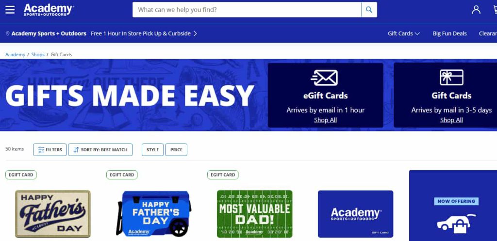 User opening the official Academy Sports + Outdoors website on a laptop or smartphone to start the gift card redemption process User opening the official Academy Sports + Outdoors website on a laptop or smartphone to start the gift card redemption process