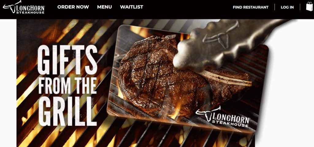 Opening the official LongHorn Steakhouse website to begin gift card redemption online Opening the official LongHorn Steakhouse website to begin gift card redemption online