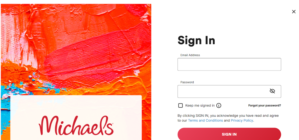 User logging into Michaels account to redeem gift card User logging into Michaels account to redeem gift card