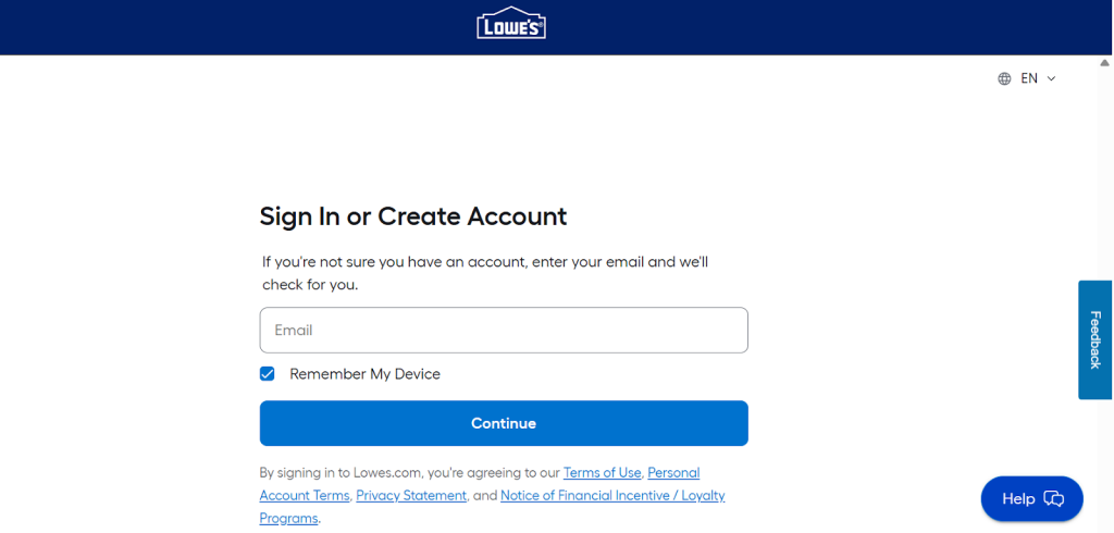 Logging into Lowe’s account to redeem gift card Logging into Lowe’s account to redeem gift card
