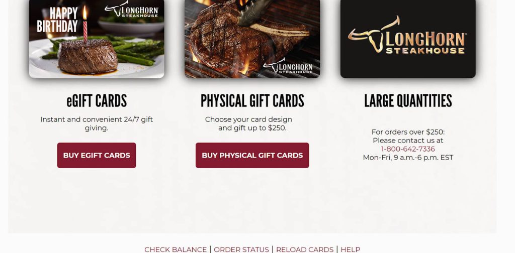 Viewing and managing LongHorn gift card balance on the official website dashboard Viewing and managing LongHorn gift card balance on the official website dashboard