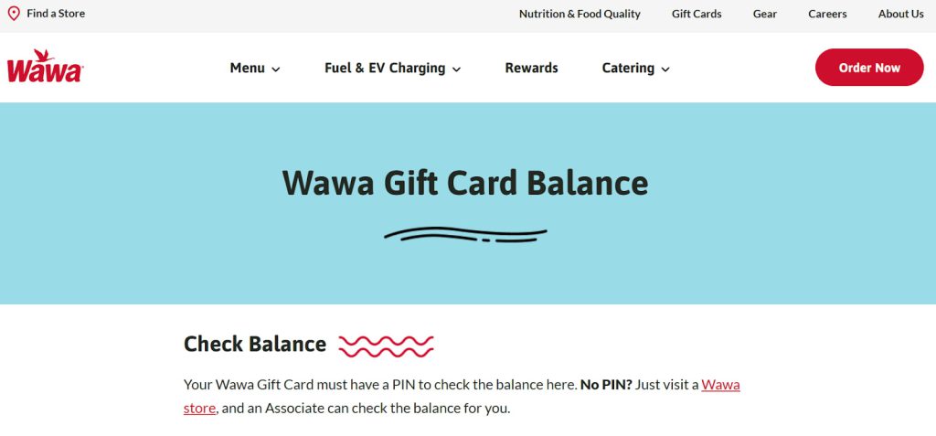 Account dashboard showing current gift card balance Account dashboard showing current gift card balance
