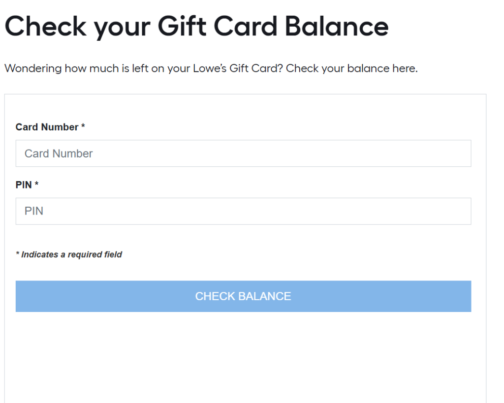User checking Lowe’s gift card balance online User checking Lowe’s gift card balance online