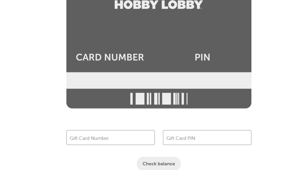 Checking gift card balance on Hobby Lobby website Checking gift card balance on Hobby Lobby website