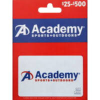 Customer redeeming an Academy Sports + Outdoors gift card at a physical store counter with a cashier scanning the card. Customer redeeming an Academy Sports + Outdoors gift card at a physical store counter with a cashier scanning the card.